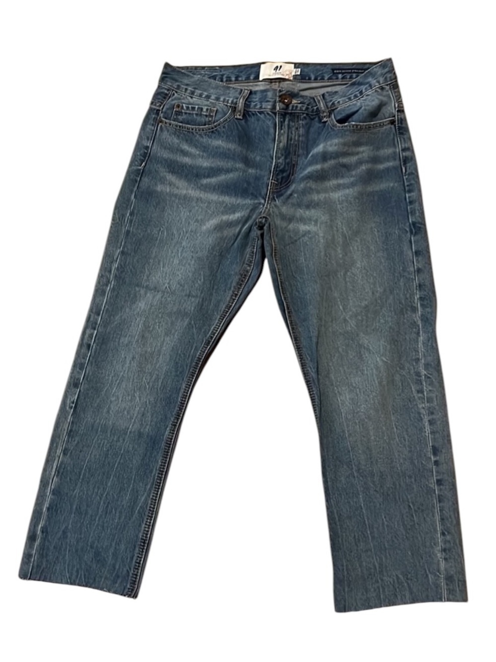 Cotton On 91 Denim high rise rigid skinny straight‎ leg raw hem Sz 32